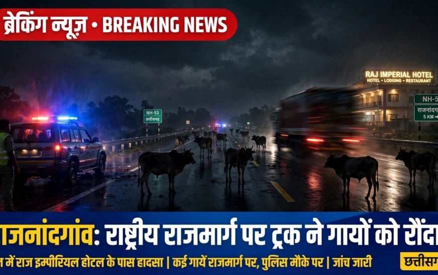 नेशनल हाईवे पर दर्दनाक हादसा, अज्ञात ट्रक ने 20 गायों को रौंदा; 12 की मौत, 8 गंभीर घायल