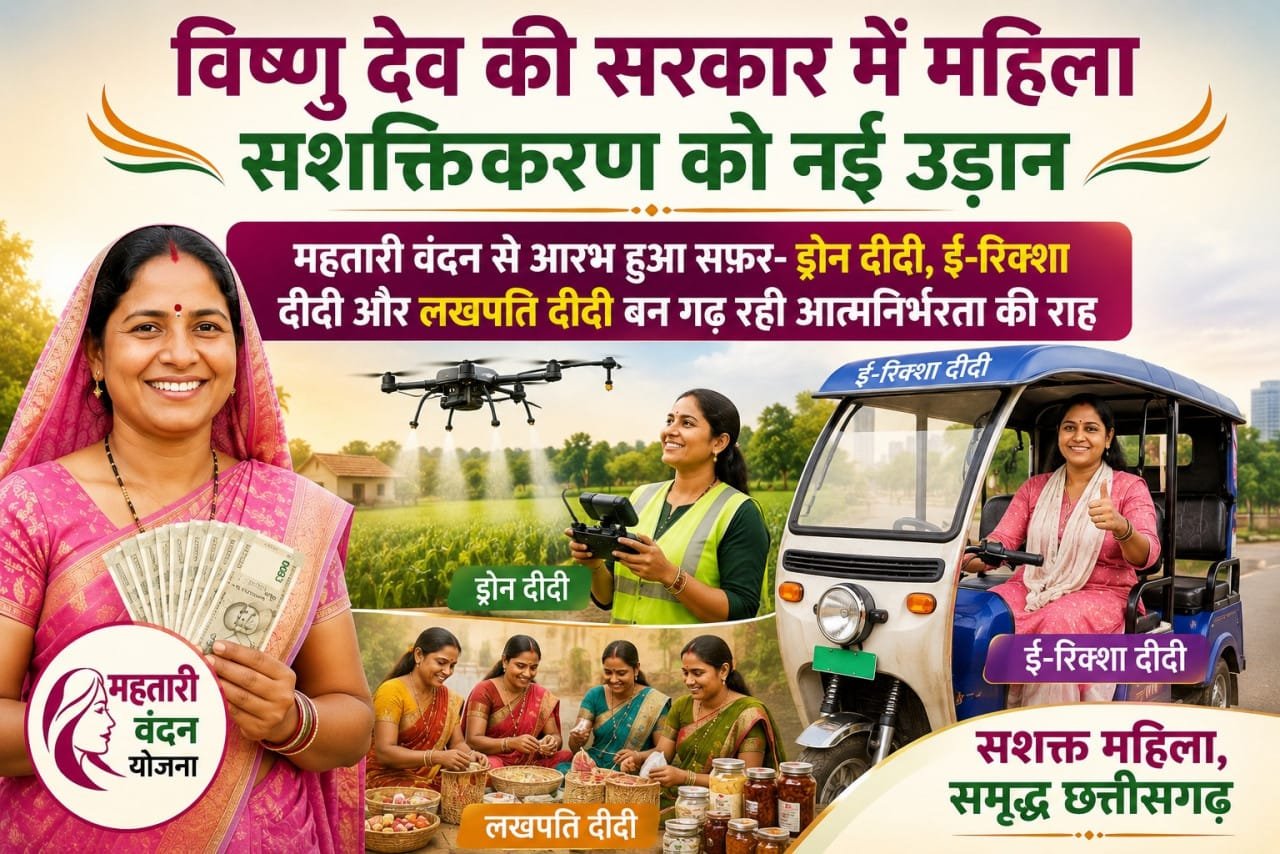 विशेष लेख: विष्णु देव साय सरकार में महिला सशक्तिकरण को नई उड़ान, महतारी वंदन से ड्रोन दीदी तक आत्मनिर्भरता की राह