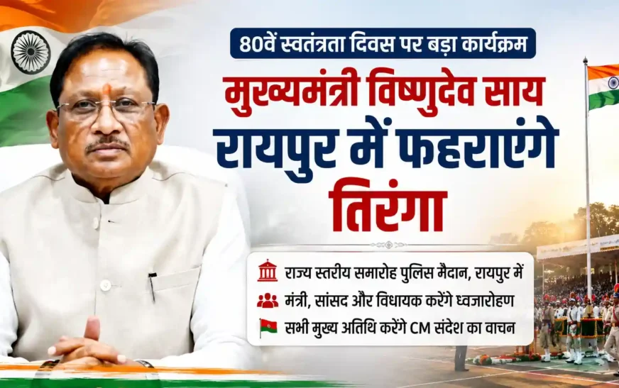 80वें स्वतंत्रता दिवस पर CM विष्णुदेव साय रायपुर में फहराएंगे तिरंगा, जानिए किस जिले में कौन करेगा ध्वजारोहण