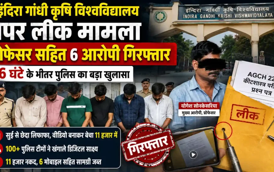 इंदिरा गांधी कृषि विश्वविद्यालय पेपर लीक मामला: प्रोफेसर सहित 6 आरोपी गिरफ्तार, 36 घंटे में पुलिस ने किया बड़ा खुलासा