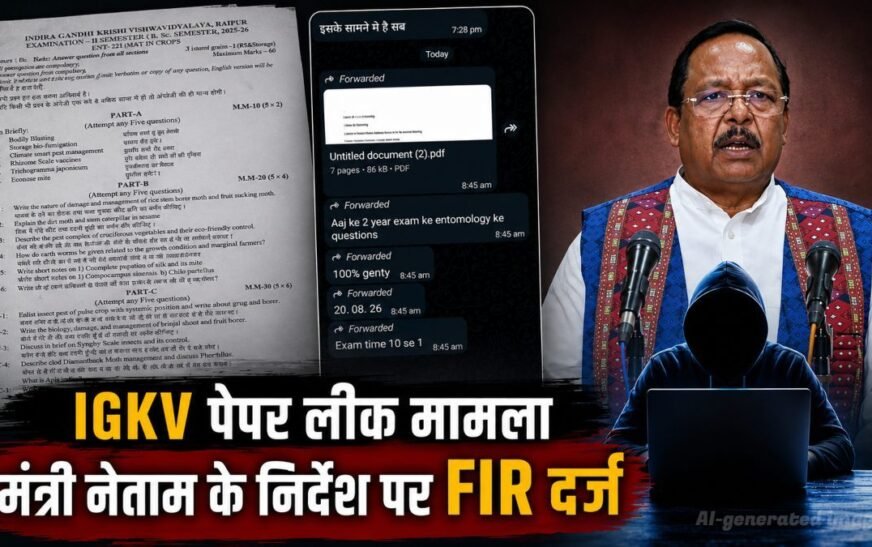 IGKV पेपर लीक मामला: कृषि मंत्री नेताम ने दिखाई सख्ती, तत्काल FIR और जांच के निर्देश