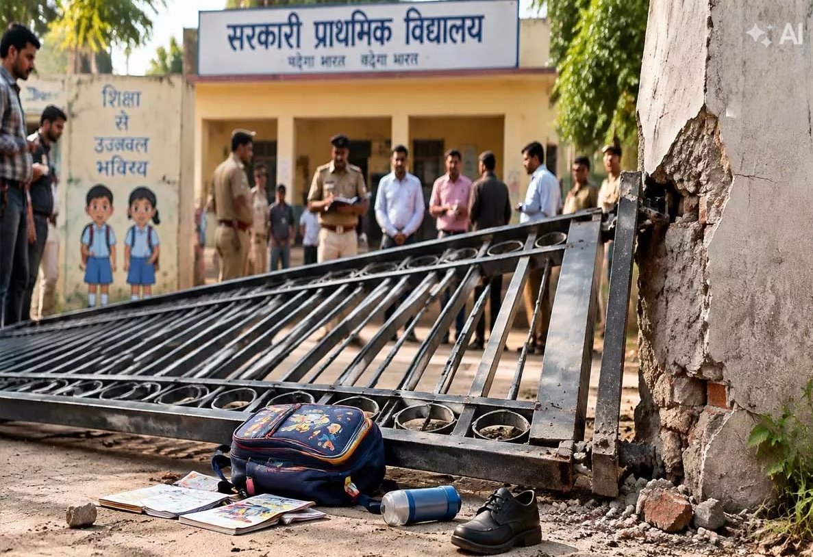 बलौदाबाजार में स्कूल गेट गिरने से मासूम की मौत, लापरवाही पर उठे सवाल