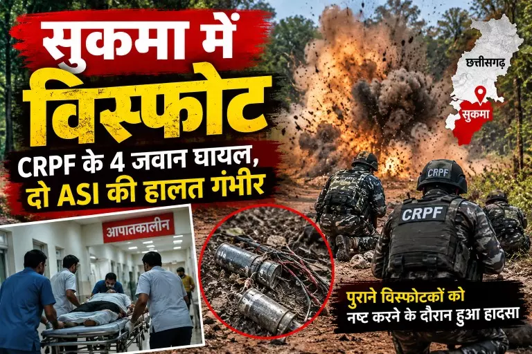 सुकमा में पुराने विस्फोटकों को नष्ट करते समय धमाका, CRPF के चार जवान घायल, दो ASI की हालत गंभीर