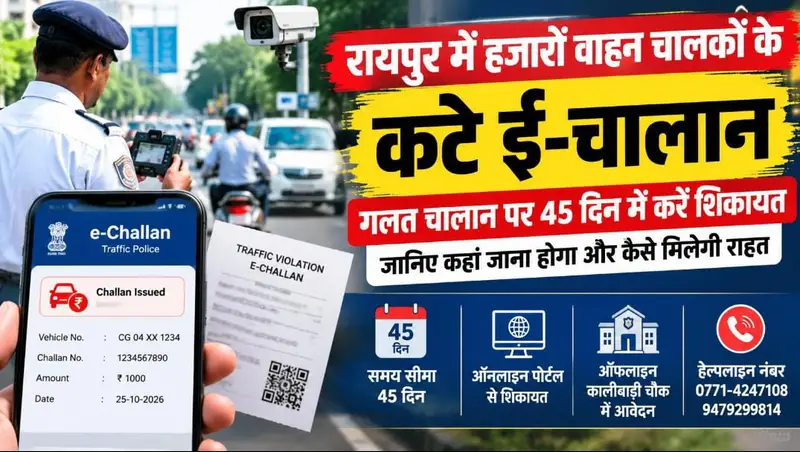 ई-चालान गलत कटा तो घबराएं नहीं, रायपुर में ऑनलाइन और ऑफलाइन शिकायत से मिल सकेगी राहत, जानें पूरी प्रक्रिया